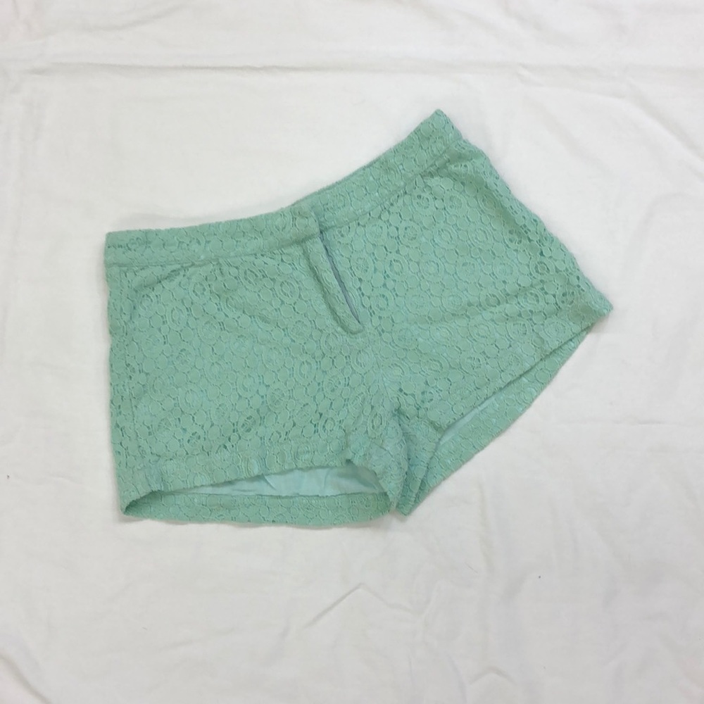 Mint lace/crochet shorts